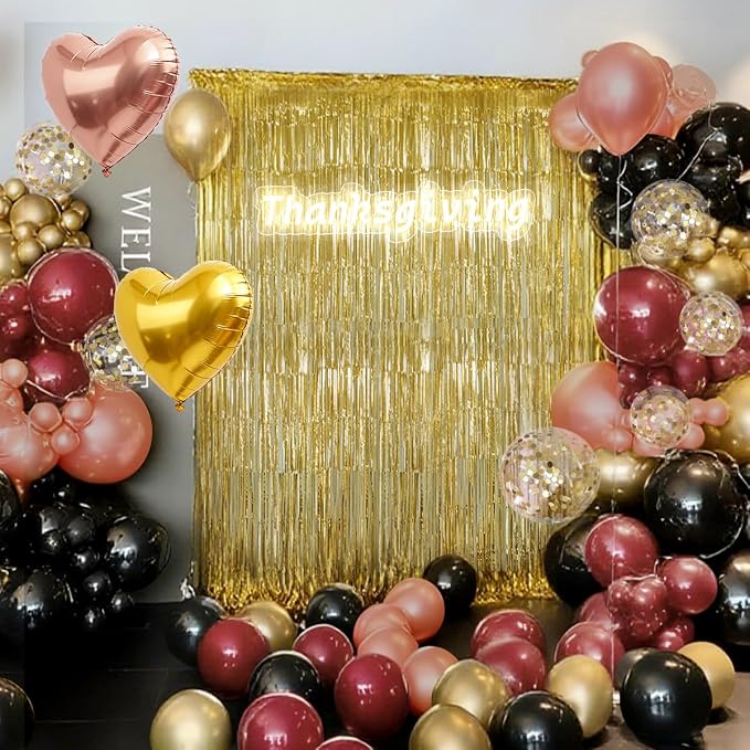 157PCS Burgundy Gold Black and Rose Pink Balloons Arch Garland Kit - Image 6