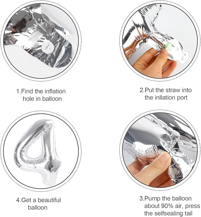 Number Balloons 40 Inch Silver 4 Balloon - Image 6