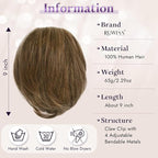 RUWISS Claw Clip Short Human Hair Ponytail Extension with Bendable Metals for DIY Styles Straight Messy Bun Hair Piece for Women Hairpieces for Daily Wear, 9 Inch Chocolate Brown to Dark Brown