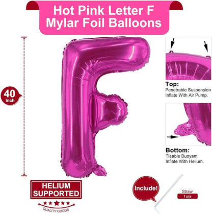 Lovoir 40 Inch Large Hot Pink Letter F Balloons Big Size Jumbo Mylar Foil - Image 2