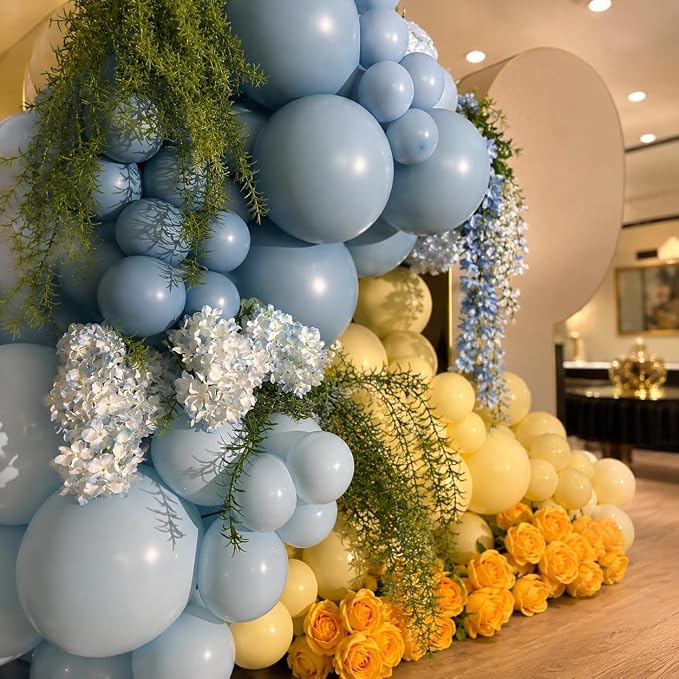 Dusty Blue and Yellow Balloons, 12Inch Slate Pastel Light Blue and Yellow - Image 6