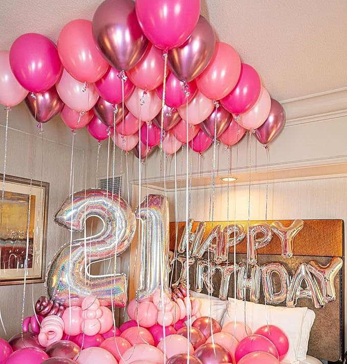Pink Balloons Metallic Pink Balloon, Baby Shower, Princess Theme Party - Image 5