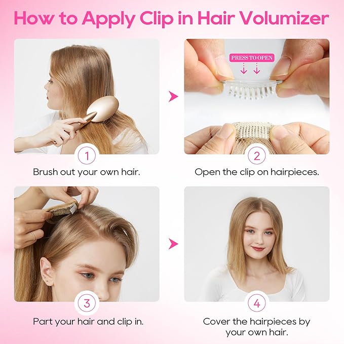 REECHO Clip in Hair Volumizer, 2PCS 6 inch Short Thick Clip in Hairpieces Adding Extra Volume Hair Extensions for Women (Deep Brown)