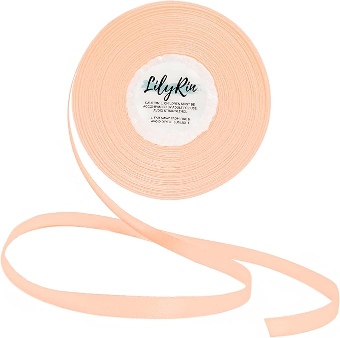 Pale Peach Ribbon 1/4 Inches 36 Yards Satin Roll Perfect by LilyRin