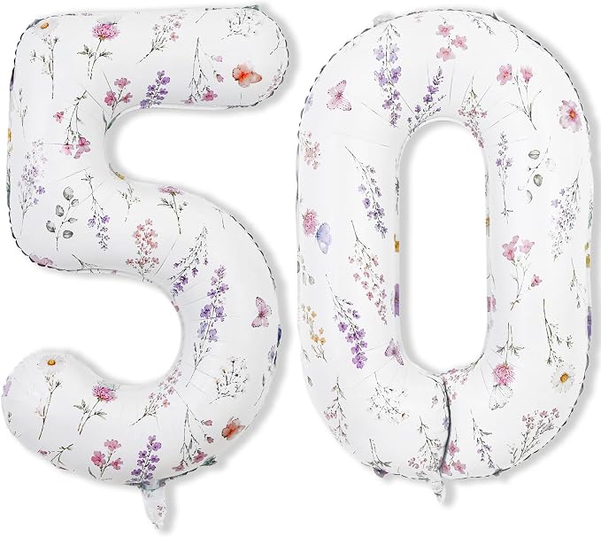 Wildflower Number 50 Balloons for Flower Theme 50th Birthday Party Decor | 40'' by Froova