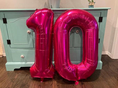 1 Balloon Numbers Birthday Decorations, 40In Hot Pink Balloons - Image 2