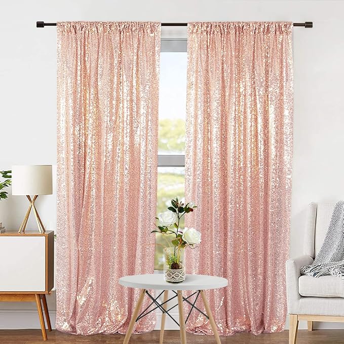 Eternal Beauty Rose Gold 3mm Sequin Backdrop 2x8 Ft 2 Pack Wedding | Dense - Image 2