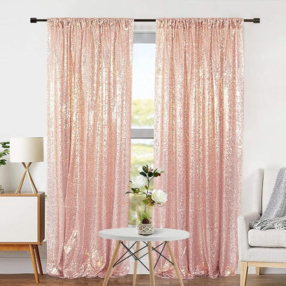 Eternal Beauty Rose Gold 3mm Sequin Backdrop 2x8 Ft 2 Pack Wedding | Dense - Image 2