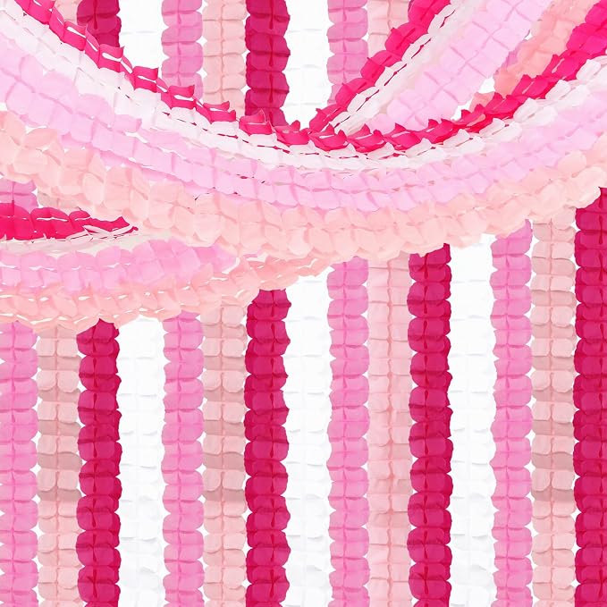 Rose-Red Pink-White Party-Decorations Streamers Garland - 157Ft Four-Leaf - Image 7