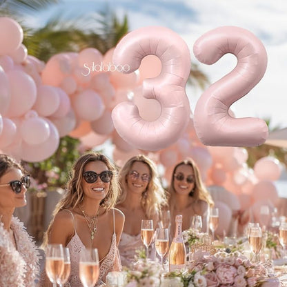 40 Inch Light Pink Number 32 Balloon 0-9 32nd Foil Big Giant | Digital - Image 4