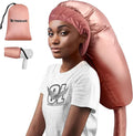 Hair Dryer Bonnet Attachment: Upgraded Extra Large Hooded Dryer Adjustable Hair Dryer Caps - Easy to Use for Natural Curly Textured Hair Care Styling Fast Drying - Rose Gold