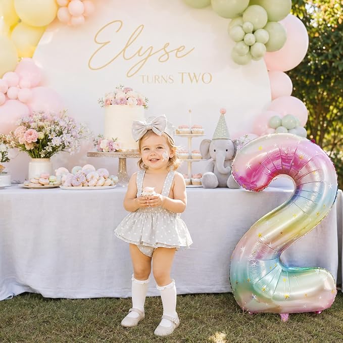 40'' 2 Balloon Number, Large Rainbow Foil Number 2 Balloons Birthday Party Decor - Image 5