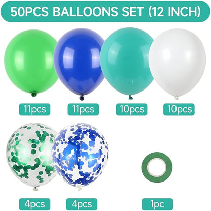 50Pcs Blue Green Balloons 12inch Light Green Blue Vintage Confetti Balloon - Image 2