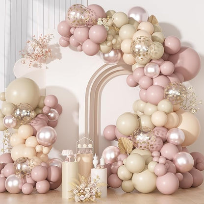 Ouddy Party Boho Dusty Pink Balloons Garland Arch Kit 18 12 10 5 Inch | by OuddyParty
