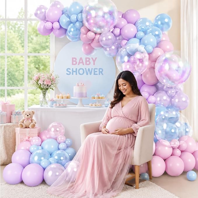 Pink Blue Purple Balloons Arch Kit - Image 6