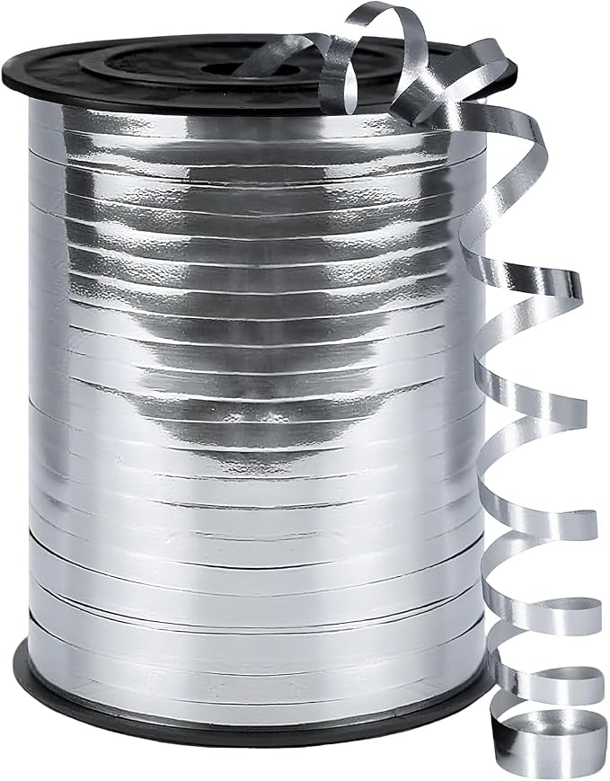 500 Yards Curling Ribbon, 1/5 Inch Shiny Silver Ribbon, Balloon String by Unknown
