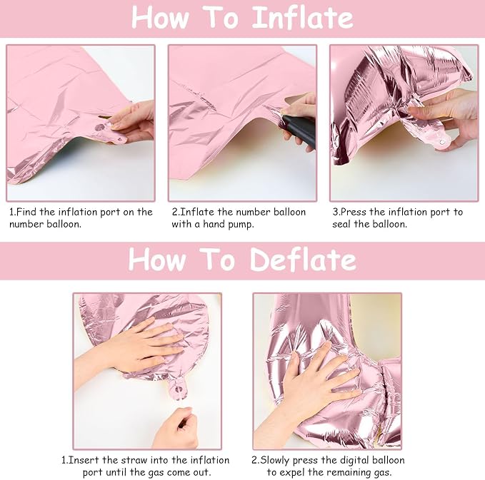 Pastel Pink 8 Balloons, Self Inflating Digit 8 Balloons - Image 3