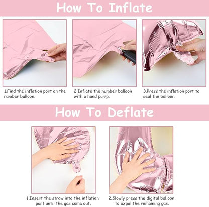 Pastel Pink 8 Balloons, Self Inflating Digit 8 Balloons - Image 3