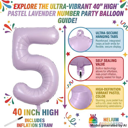 40 Inch Lavender Foil Number 15 Balloon - Image 2