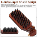 Nuenen 4 Pcs Folding Hair Brush with Mirror Portable Mini Hair Brush Small Compact Pocket Comb for Family Travel Car Gym Wig Bag Purse Gift Women(Tortoiseshell,Boar Bristles)