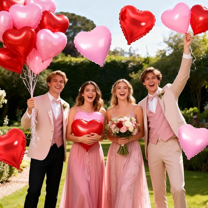 Pink Red Heart Balloons - Image 8