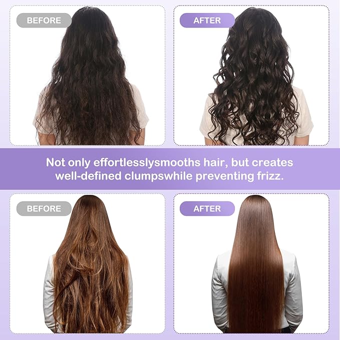 Curly Hair Brush & Curl Defining Brush – Easily Detangles Knots with Less Pulling – Styles Wet or Dry Hair, Tames Frizz for All Curl Types (Pruple)