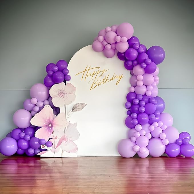 Awenztech 122pcs Purple Latex Balloons in 18 12 10 5 inches | Birthday - Image 6