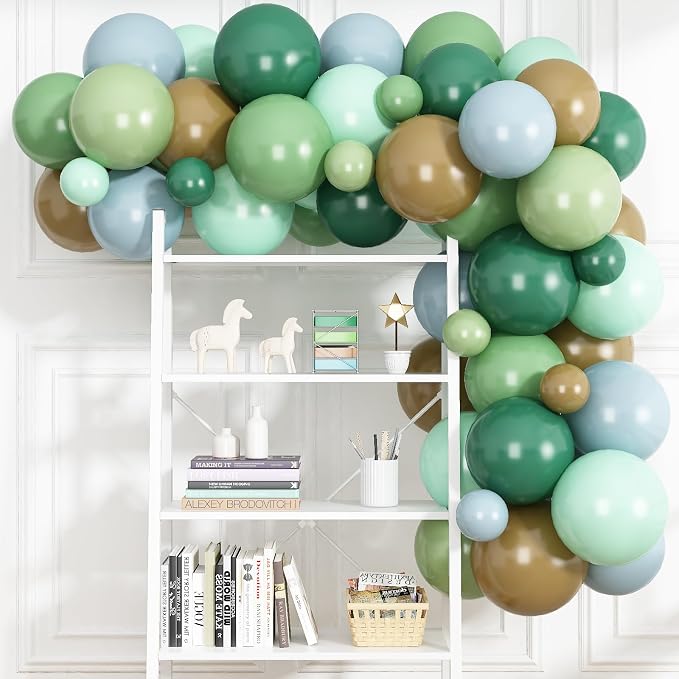 Blue Green Brown Balloons, 12 Inch Sage Pastel Green Balloon Dusty Blue Balloon - Image 5