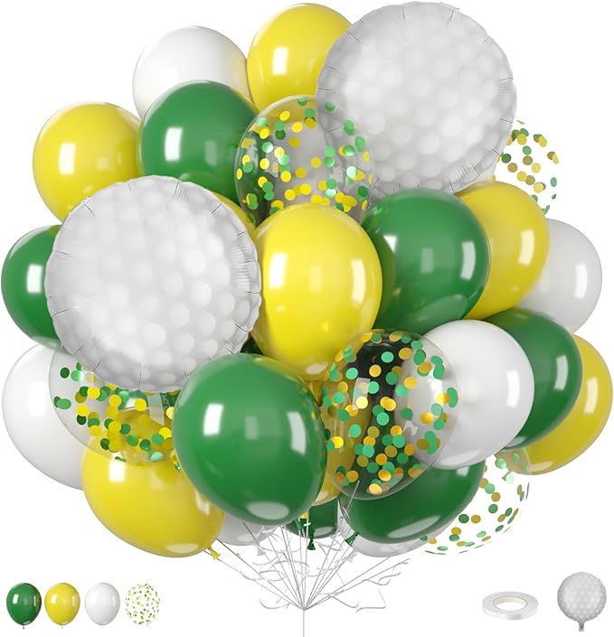 Golf Balloons, 12 Inch Green and Yellow Balloons by FunHot