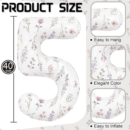 Wildflower Number 50 Balloons for Flower Theme 50th Birthday Party Decor | 40'' - Image 2