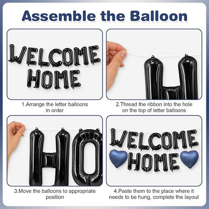 Welcome Home Balloons Navy Blue Black, 16Inch Welcome Home Foil Balloons Banner - Image 7