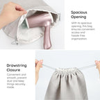 Segbeauty Large Velvet Drawstring Bags, 15.7x11.8in Satin Flannel Storage Bag, 40x30cm Hair Dryer Bags Drawstring Bag Velvet Gift Bag with Satin Liner for Hair Diffuser Clothes Travel Bathroom Gray