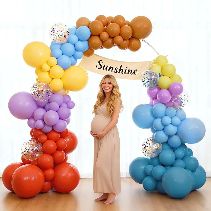 Boho Rainbow Balloon Arch Kit, Retro Blue - Image 6