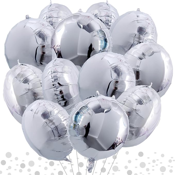 TONIFUL 30Pcs 18 Inch Round Balloons Large Silver Round Shape Foil Balloons Big by TONIFUL
