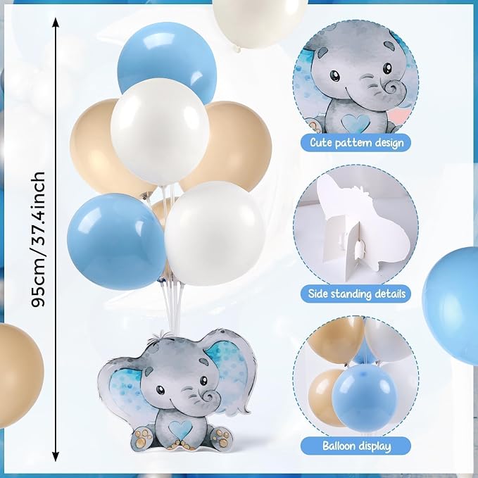 12 Sets Elephant Baby Shower Balloon Stand Kit - Image 3