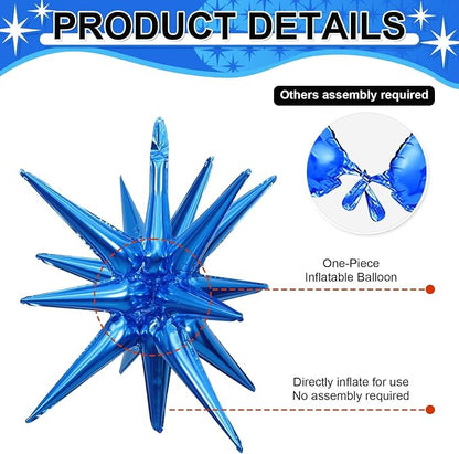9Pcs Blue Star Balloons, Large Explosion Star Foil Balloons, Metallic Blue - Image 5
