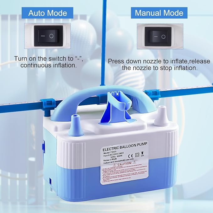 Balloon Pump Electric, 110V 600W Balloon Blower Inflator Dual Nozzle Air Pump - Image 4