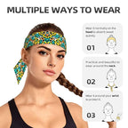 Boys Girls Turquoise Green Yellow Cheetah Leopard Print Sports Sweat Bands Boho Style Beauty Skinny Hair Band Headdress for Sports Fitness Shower