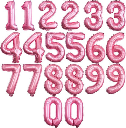 20 Pcs Pink 16" Number Balloons 2 Sets 0-9 Foil Balloon Numbers Décor | Glossy by Makeyourpartypop