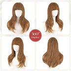SOFEIYAN Long Straight Layered Auburn Blonde Wig with Bangs 24 Inch Synthetic Natural Hair Wig Soft Heat Resistant Long Wigs for Women Daily Party Use