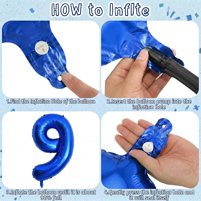 Navy Blue Number 19 Balloon 40 Inch, Shiny Metallic Numeral Party Supplies | - Image 5