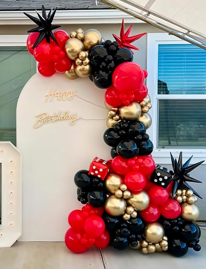 Red Black and Gold Balloons Arch Garland Kit – 131Pcs Latex Balloons - Image 6