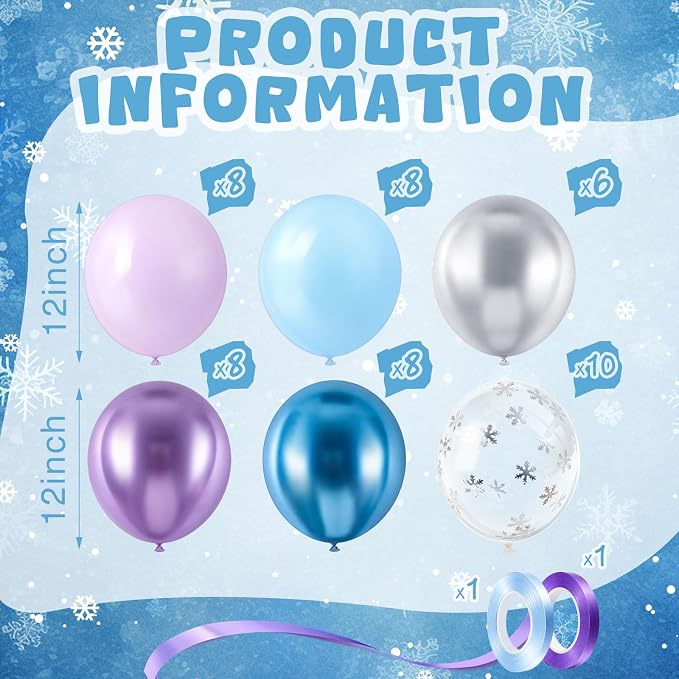 Civaner 48 Pcs Snowflake Balloons Bulk 12 Inches Pastel Blue Metallic Purple - Image 2