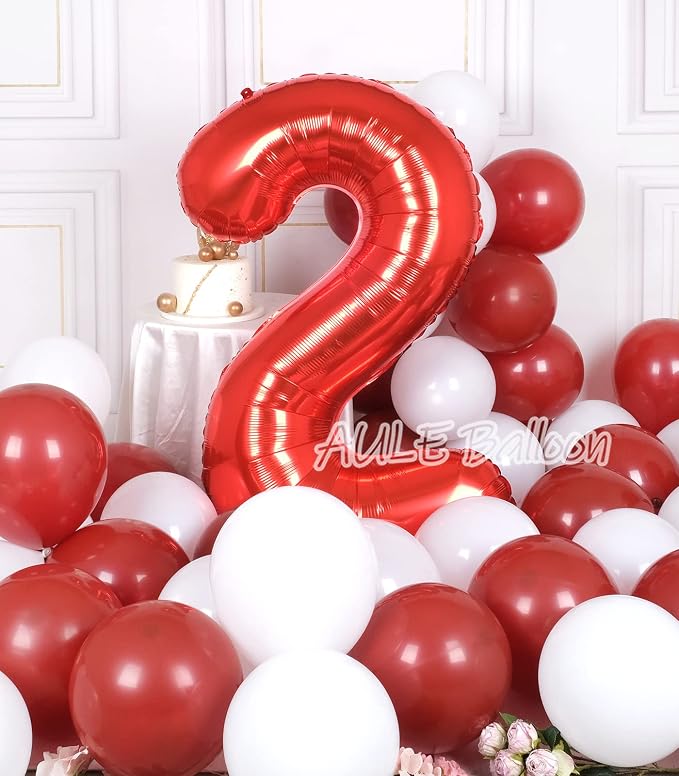 AULE 40 Inch Red 2 Balloon Number Foil 0-9 Birthday Big Numbers | Birthday - Image 4