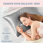 BEDELITE Satin Pillowcase for Hair and Skin, Super Soft and Cooling Similar to Silk Pillow Cases 2 Pack with Envelope Closure, Gift for Women Men(20"x30" Queen Size, Grey)