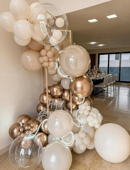 Neutral Balloon Garland Arch Kit, Boho Party Decor | Sand Pearl White Metallic - Image 5