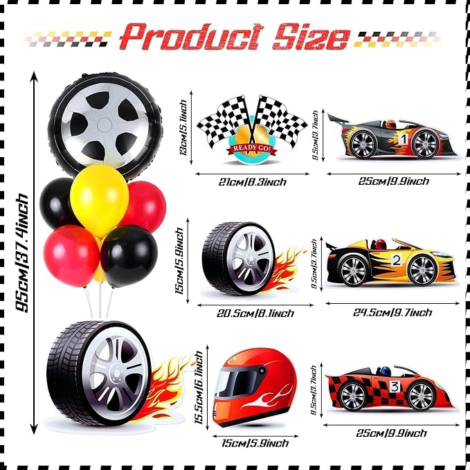 6 Sets Race Car Party Balloons Stand Kit Racing Car Table Centerpieces Decor - Image 3