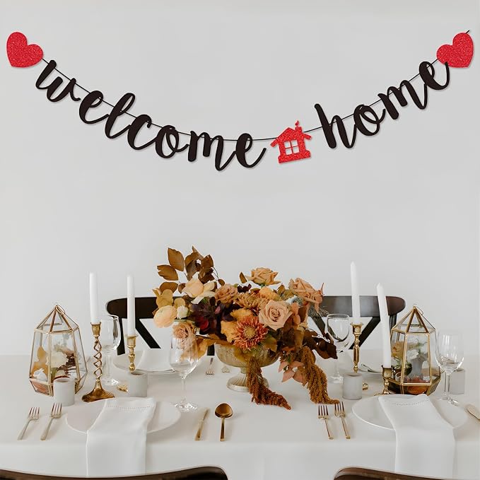 Pre-Strung Black Welcome Home Banner, 8 ft Strand | Fully Assembled and Ready - Image 2