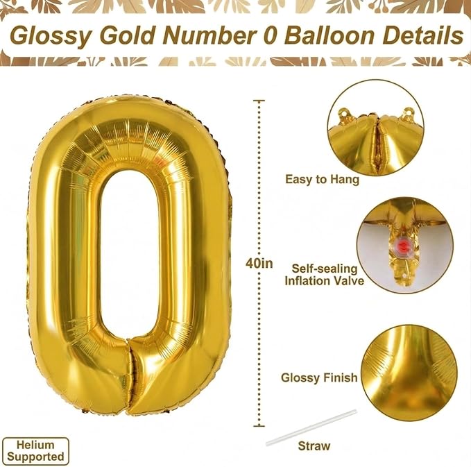 Gold Number 10 Balloon 40 Inch, Foil Numeral - Image 4
