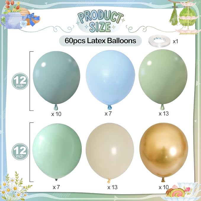 Dusty Blue Green Balloons - Image 2